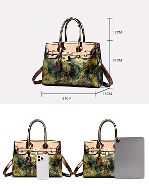 Abstract Floral  Satchel Crossbody Bag