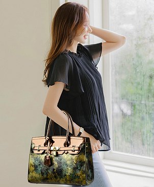 Abstract Floral  Satchel Crossbody Bag