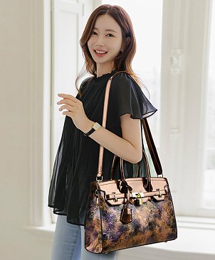 Abstract Floral  Satchel Crossbody Bag