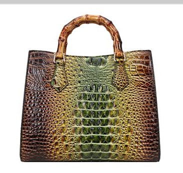 2 in 1 Crocodile Bamboo Handle Tie-dyed Satchel & Wallet