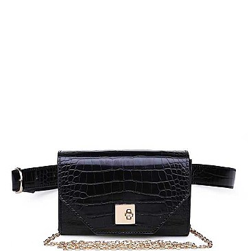 LUXURY VERA CROC AND SNAKE FAUX LEATHER BELT BAG JY-17969CML