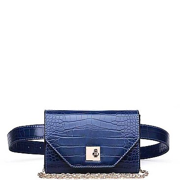 LUXURY VERA CROC AND SNAKE FAUX LEATHER BELT BAG JY-17969CML