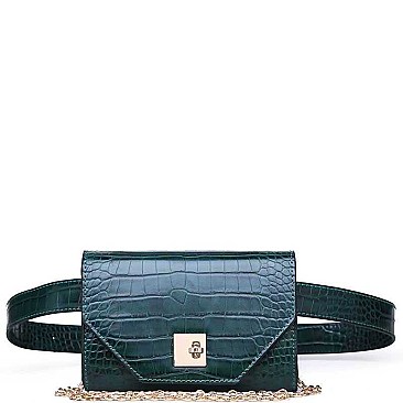 LUXURY VERA CROC AND SNAKE FAUX LEATHER BELT BAG JY-17969CML