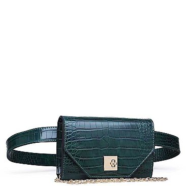 LUXURY VERA CROC AND SNAKE FAUX LEATHER BELT BAG JY-17969CML