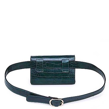 LUXURY VERA CROC AND SNAKE FAUX LEATHER BELT BAG JY-17969CML