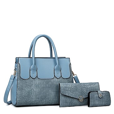 3 in 1 Crocodile & Classic Satchel Wallet Set