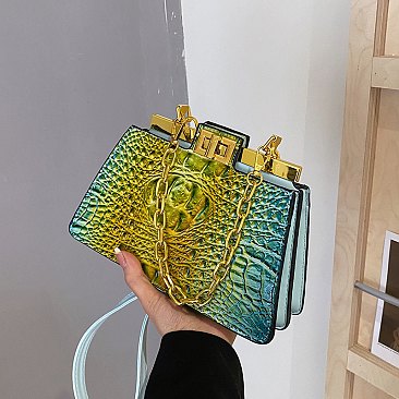 Tie-dyed Croc Handbag with Twist Lock