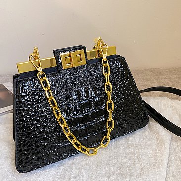 crocodile handbags black