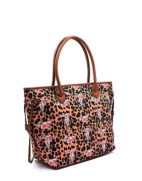 Leopard Cow Animal Flower Printed Canvas 3-in-1 Shopper