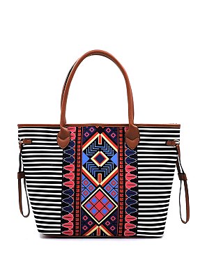 Native American Tribal Aztec Printed Canvas 3-in-1 Shopper