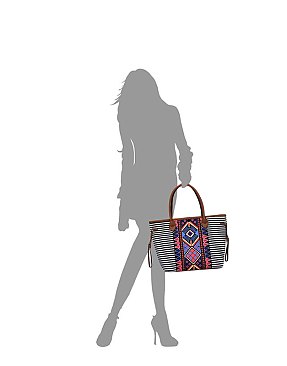 Native American Tribal Aztec Printed Canvas 3-in-1 Shopper