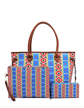 Native American Tribal Aztec Printed Canvas 3-in-1 Shopper