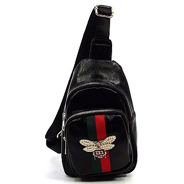 Trendy Queen Bee Stripe Sling Backpack