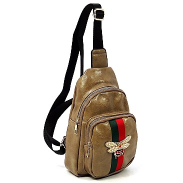 Trendy Queen Bee Stripe Sling Backpack