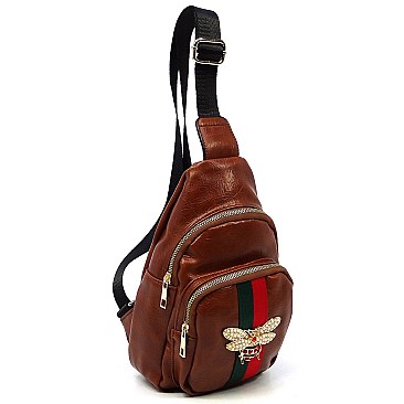 Trendy Queen Bee Stripe Sling Backpack