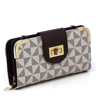 Monogram Turn Lock Crossbody Wallet