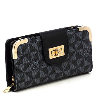 Monogram Turn Lock Crossbody Wallet