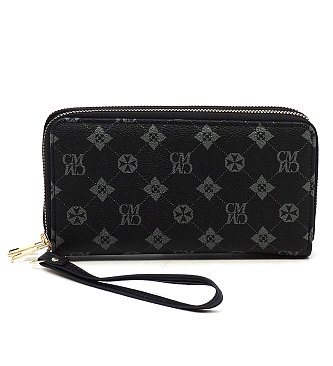 CM Monogram Double Zip Around Clutch Wallet Wristlet