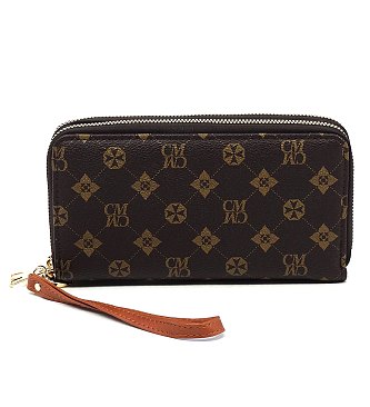 CM Monogram Double Zip Around Clutch Wallet Wristlet