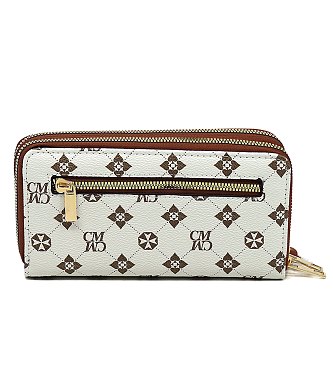 CM Monogram Double Zip Around Clutch Wallet Wristlet