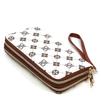 CM Monogram Double Zip Around Clutch Wallet Wristlet