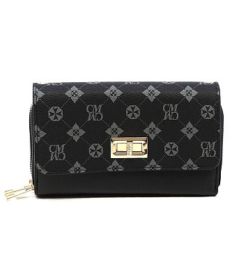 CM Monogram Twist Lock Double Zip Around Crossbody Wallet