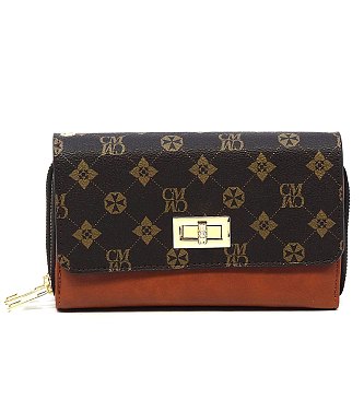 CM Monogram Twist Lock Double Zip Around Crossbody Wallet