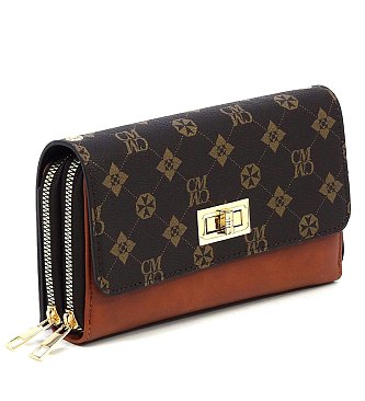 CM Monogram Twist Lock Double Zip Around Crossbody Wallet