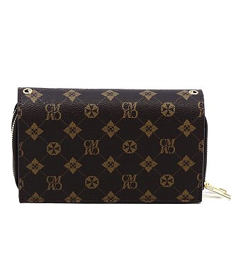 CM Monogram Twist Lock Double Zip Around Crossbody Wallet