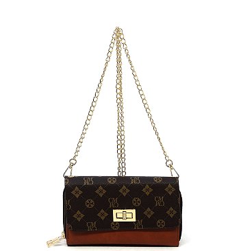 CM Monogram Twist Lock Double Zip Around Crossbody Wallet