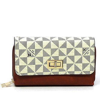 Monogram Twist Lock Double Zip Around Crossbody Wallet