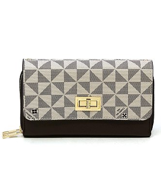 Monogram Twist Lock Double Zip Around Crossbody Wallet