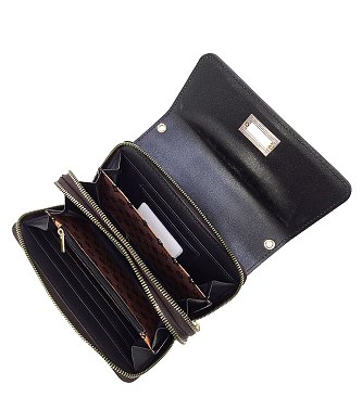 CM Monogram Twist Lock Double Zip Around Crossbody Wallet