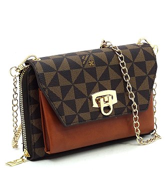 Monogram Zip Around Crossbody Clutch Wallet