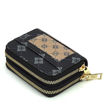 CM Monogrammed Accordion Card Holder Double Zip Wallet