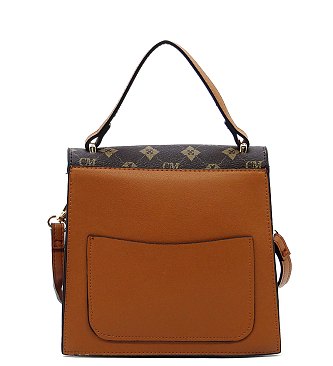 CM Monogram Ring Tassel Flap Crossbody Satchel