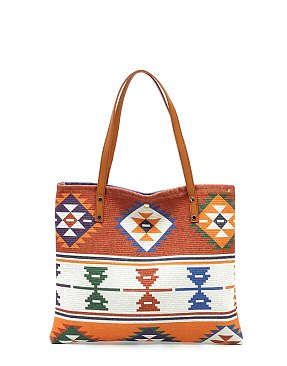 Aztec Tribal Canvas Shopper