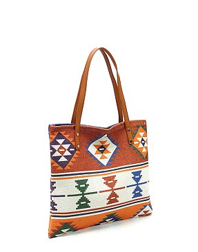 Aztec Tribal Canvas Shopper