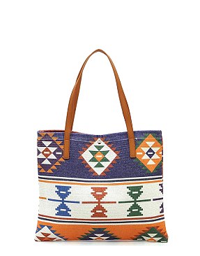 Aztec Tribal Canvas Shopper