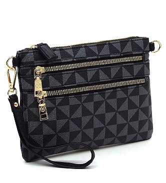 PM Monogram Multi Zip Clutch Crossbody Bag Wristlet