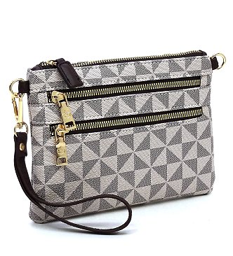 PM Monogram Multi Zip Clutch Crossbody Bag Wristlet