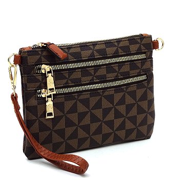 PM Monogram Multi Zip Clutch Crossbody Bag Wristlet