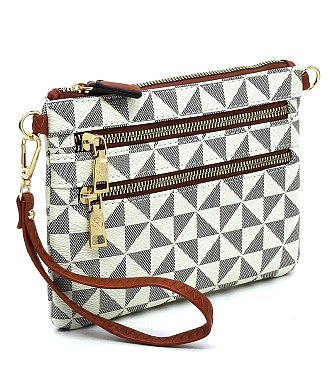 PM Monogram Multi Zip Clutch Crossbody Bag Wristlet