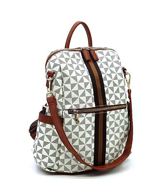 PM Monogram Striped Convertible Backpack