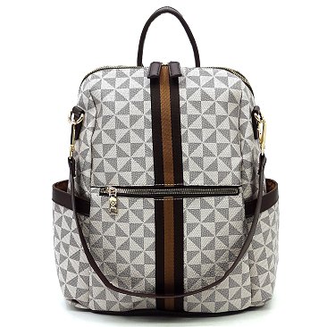 Classic Retro Triangle Monogram Convertible Backpack