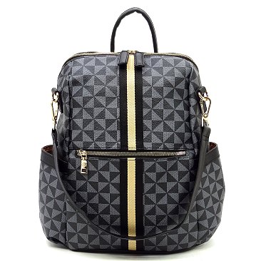 Classic Retro Triangle Monogram Convertible Backpack