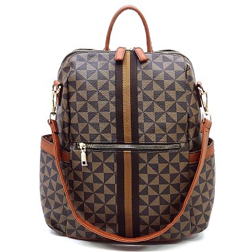 Classic Retro Triangle Monogram Convertible Backpack