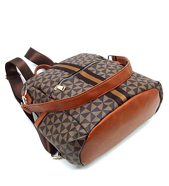 PM Monogram Striped Convertible Backpack