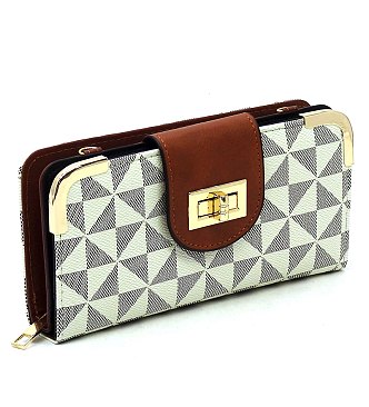 Monogram Turn Lock Crossbody Wallet