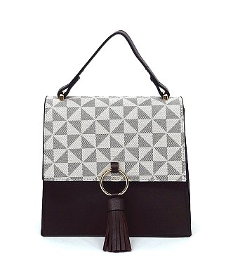 PM Monogram Ring Tassel Flap Crossbody Satchel